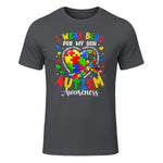 I Wear Blue for My Son Autism Awareness for Women Autism Mom in Charcoal - front view