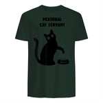 Personal Cat Servant Shirt Funny Black Cat Lover Gift in Forest Green - back view