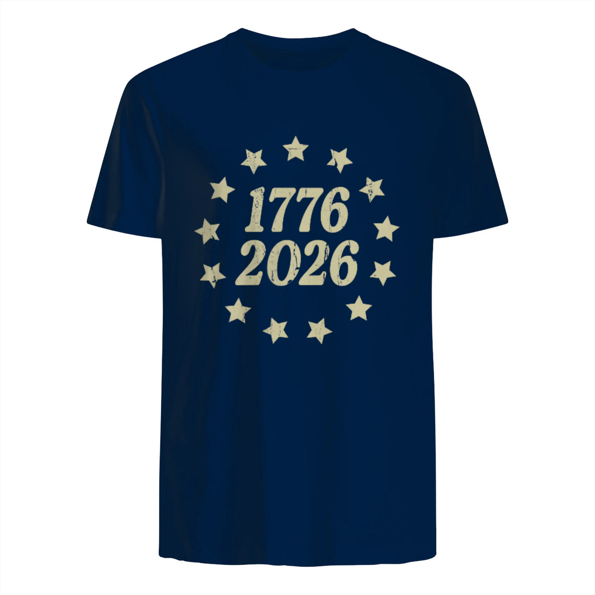 American Flag Front and Back Anniversary T-Shirt in Navy - back view