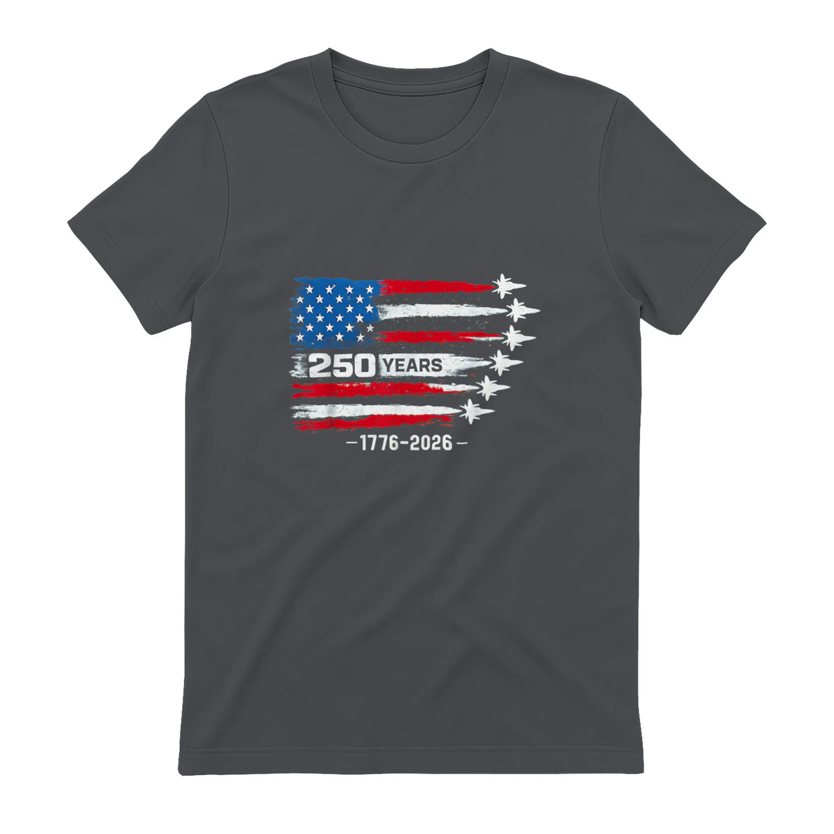 American Fourth of July Anniversary T-Shirt in Charcoal - back view