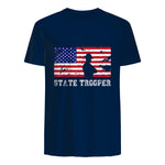 State Trooper USA Flag T-Shirt Gift T-Shirt in Navy - back view