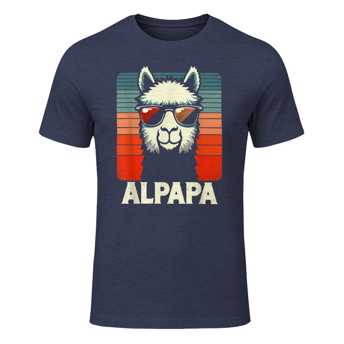 Bester Papa Alpapa Alpaka Frischgebackener Papa Vatertag T-Shirt in Heather Navy - front view
