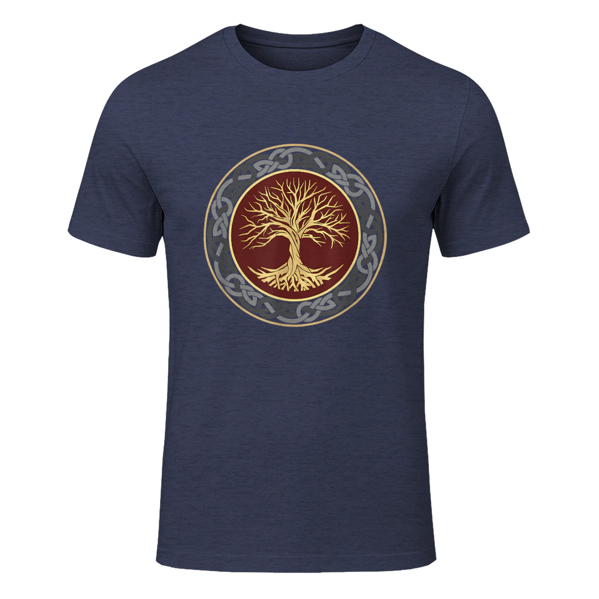 Baum des Lebens Wikinger keltischer Lebensbaum nordisch Halbarm in Heather Navy - front view