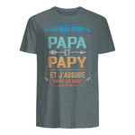 Deux Papa J'Ai et Papy Titres Grand Père in Dark Heather - back view