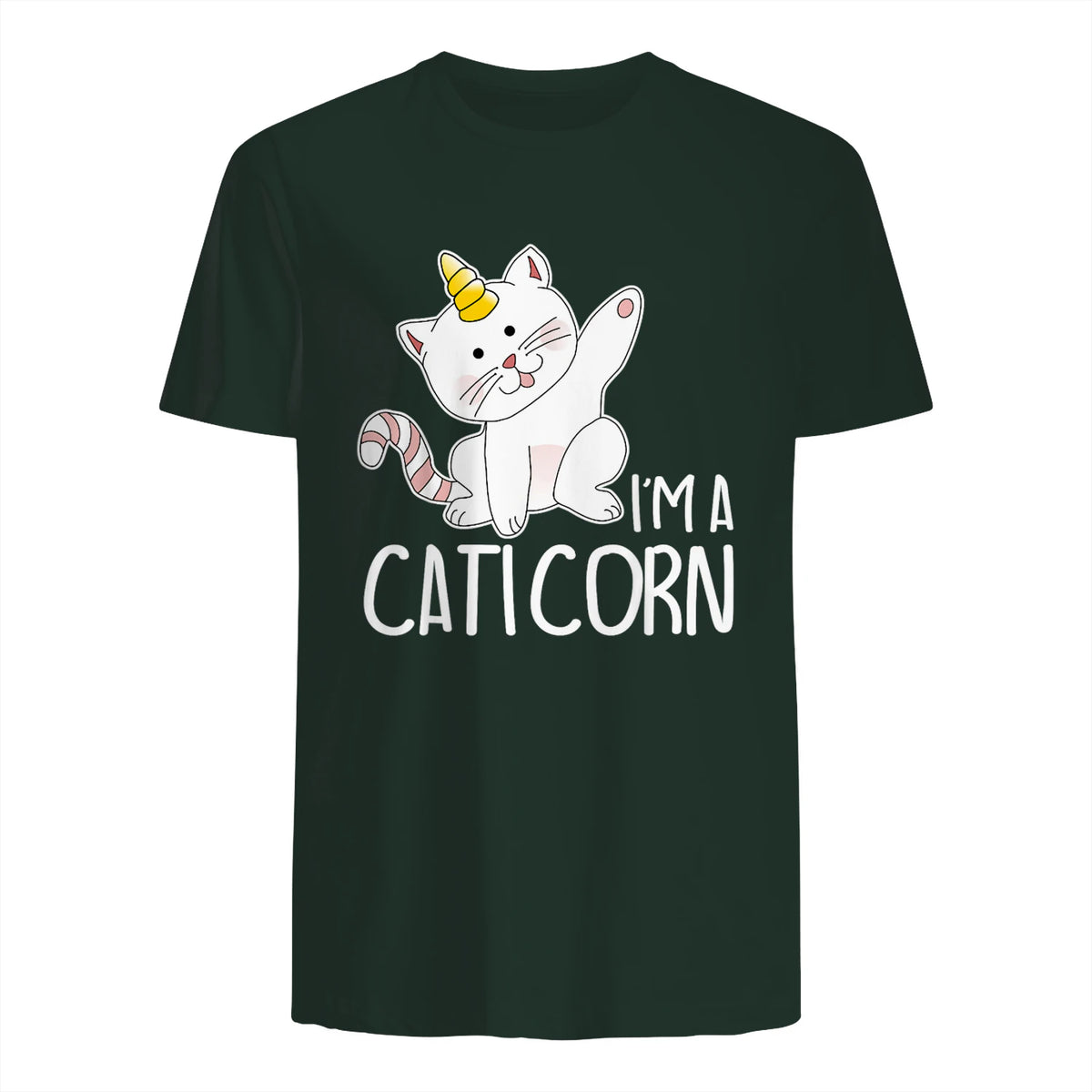 Chats Licorne I Chaton doux I Licorne I Chats in Forest Green - back view