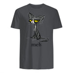 Funny Meh Cat Gift for Cat Lovers in Charcoal - back view