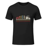 Funny Golf Shirt. Retro Style Evolution of Man T-Shirt in Black - front view