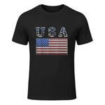 USA American Flag United States US Patriotic T-Shirt in Black - front view