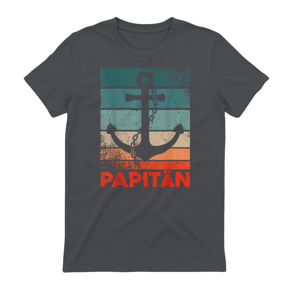 Papitän Papa und Kapitän Lustiges Retro Anker Vatertag in Charcoal - back view