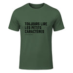 Toujours Lire Les Petits Caractères Futur Je Vais Être Papa T-Shirt in Military Green - front view
