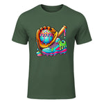 Ice Cream Drip Baseball Stuff Baseball Drip for Boys Graphic T-Shirt in Military Green - front view