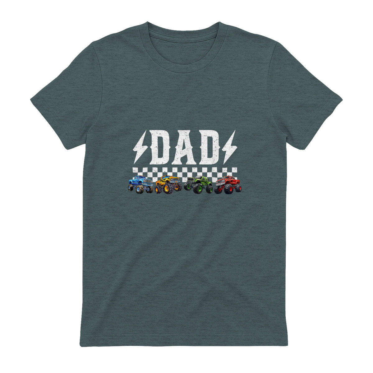 Dad Retro Monster Truck T-Shirt in Dark Heather - back view