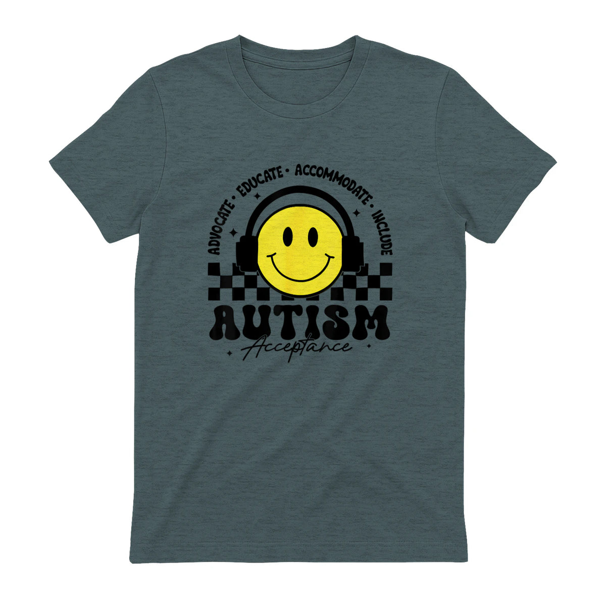 Autism Awareness Acceptance Special Education Teacher Kids in Dark Heather - back view