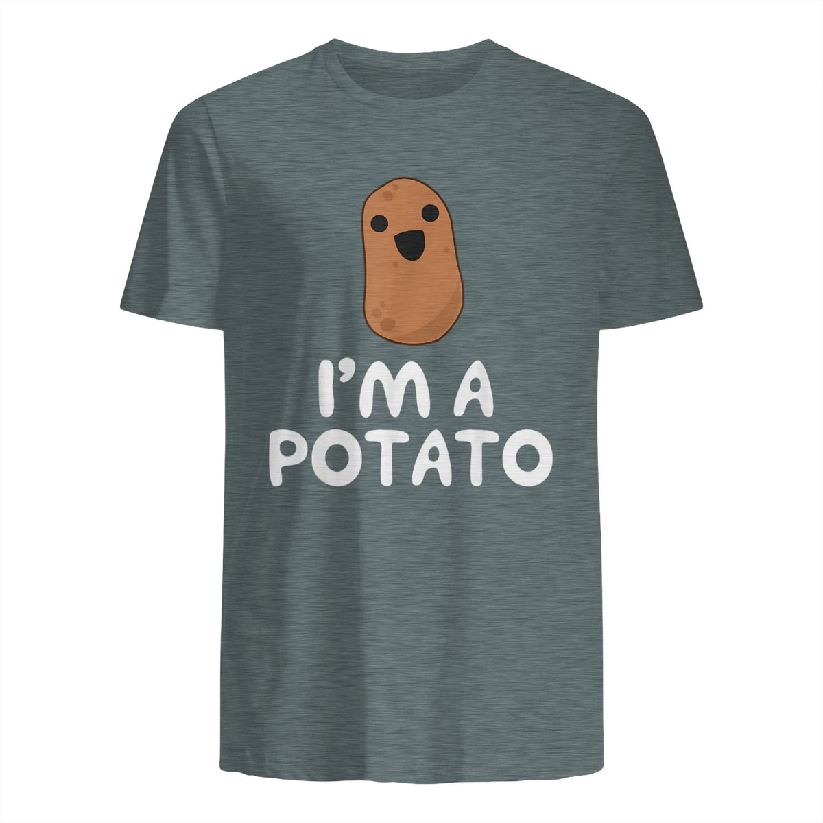 I'm A Potato - Funny Potato Shirt, Vegetable Food Gag Gift in Dark Heather - back view
