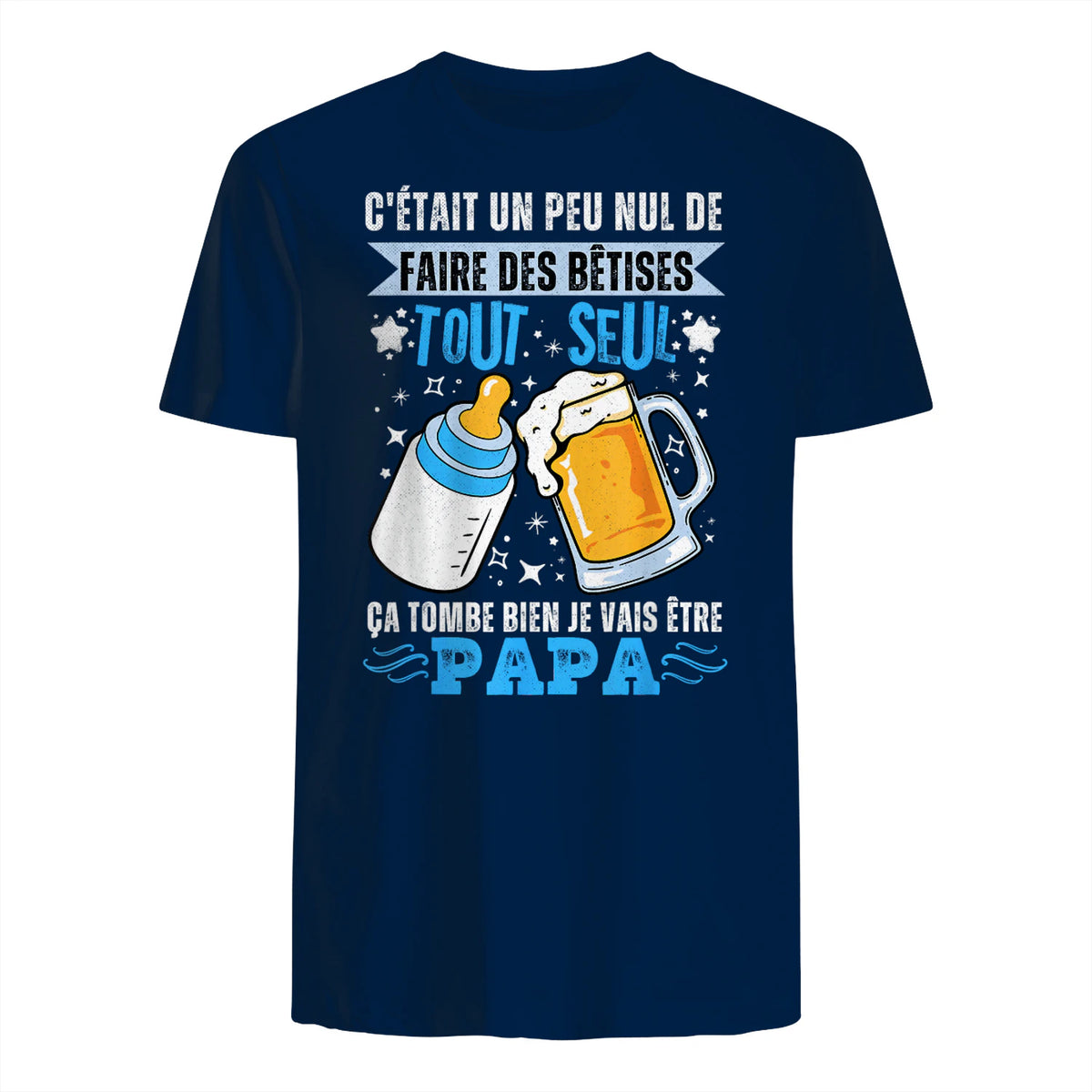 bientôt papa 2026 Annonce Futur Papa Humour Nouveau Papa tee in Navy - back view