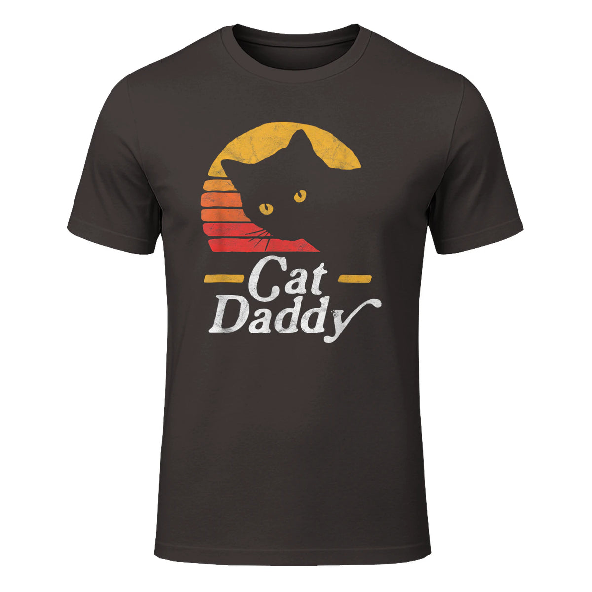 Cat Daddy Vintage Eighties Style Cat Retro Distressed in Dark Chocolate - front view