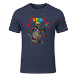 Autism Skeleton Guitar Player Rock Music Autism Awareness in Heather Navy - front view