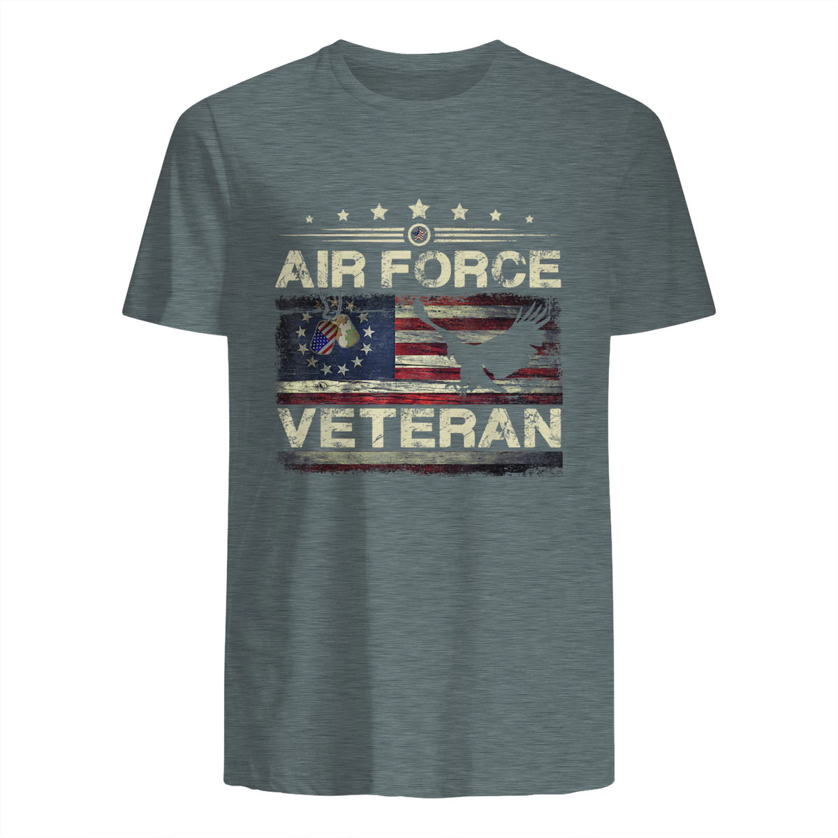Veteran US Air Force TShirt - American Betsy Ross Flag T-Shirt in Dark Heather - back view