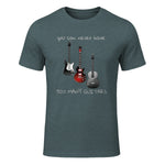 You Can Never Have Too Many Guitars T-Shirt Music Gift Tee in Dark Heather - front view