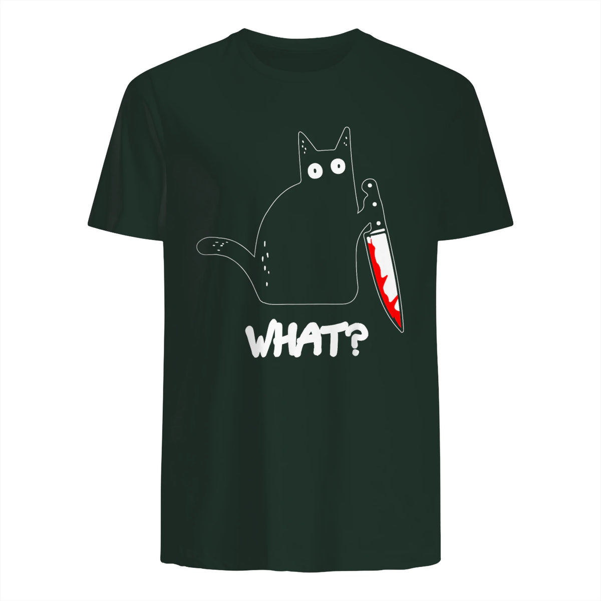 Chat Noir meurtrier drôle avec Couteau - Chat Noir Quoi in Forest Green - back view