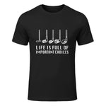 Funny Life is Full of Important Choices Golf Lover T-Shirt in Black - front view
