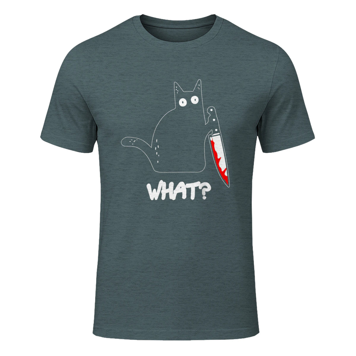 Chat Noir meurtrier drôle avec Couteau - Chat Noir Quoi in Dark Heather - front view