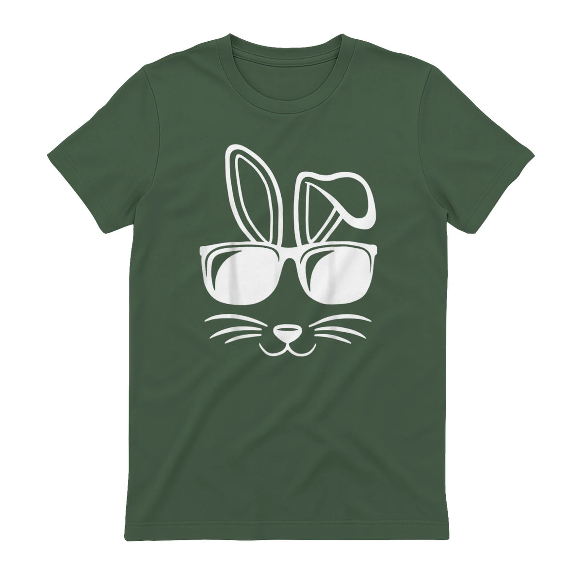 Bunny Face With Sunglasses Men Boys Kids Easter Day in Military Green - back view