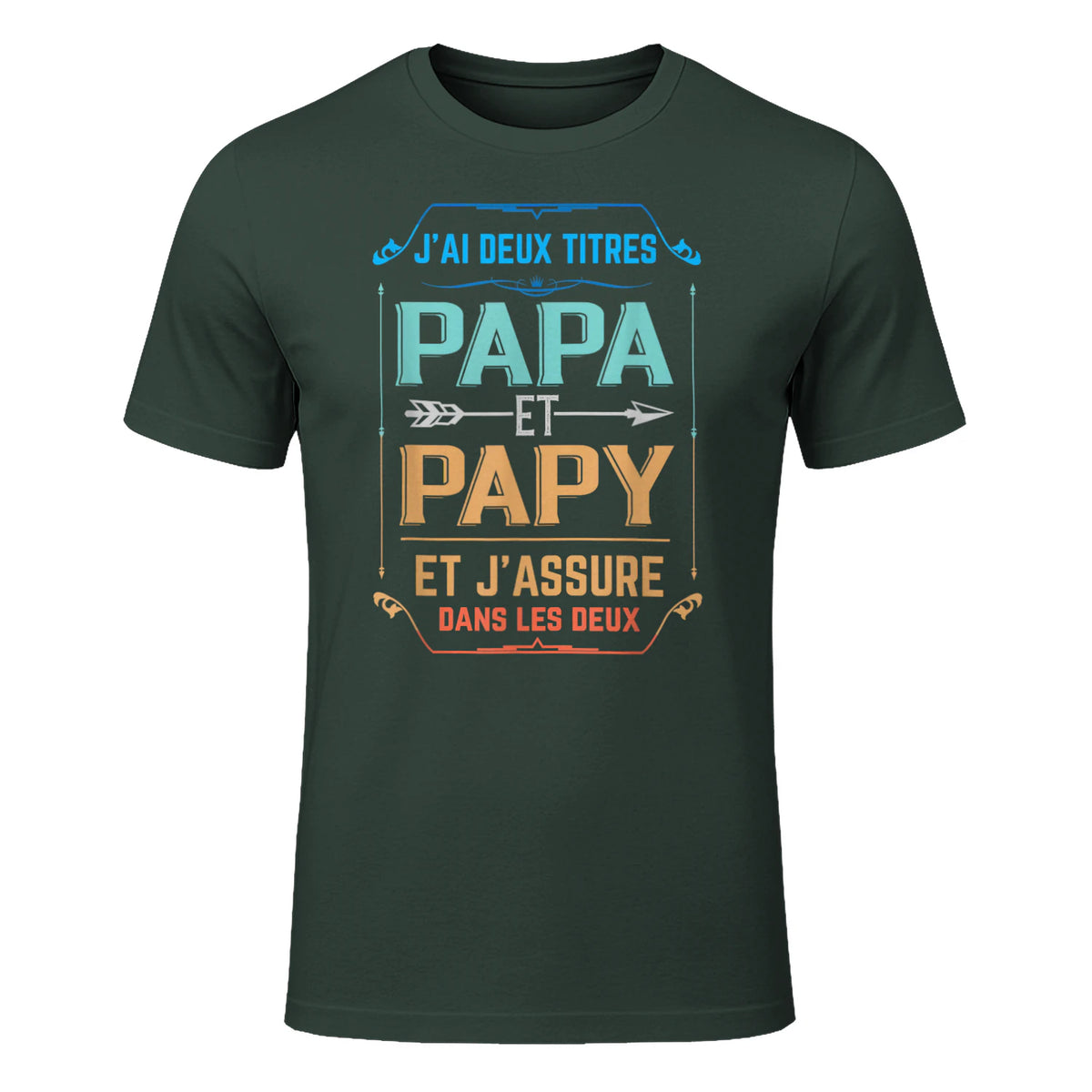 Deux Papa J'Ai et Papy Titres Grand Père in Forest Green - front view