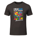I Wear Blue for My Grandson Autism Awareness Grandma Nana in Dark Chocolate - front view