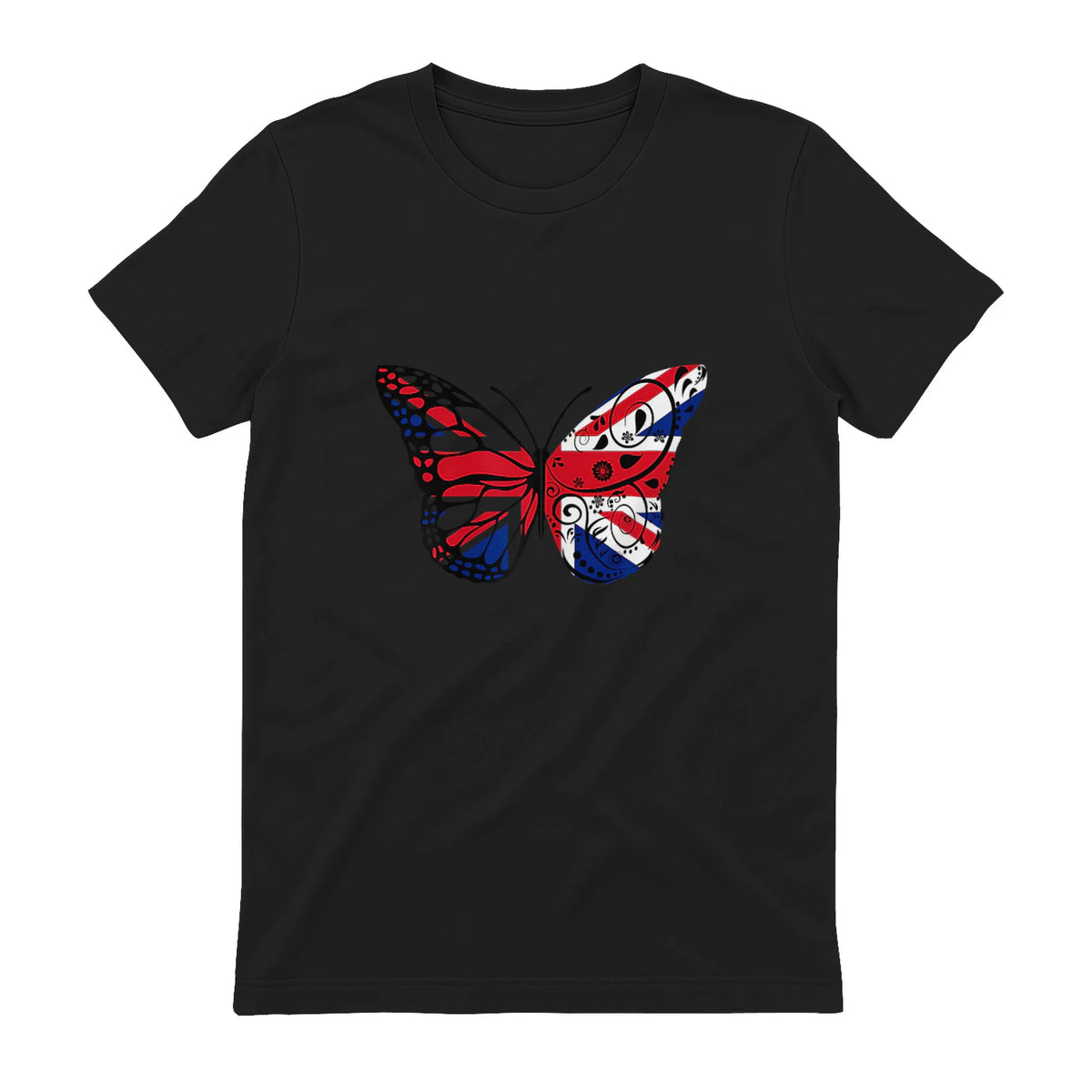Union Jack Butterfly Butterflies Flag Wings British UK Flag in Black - back view