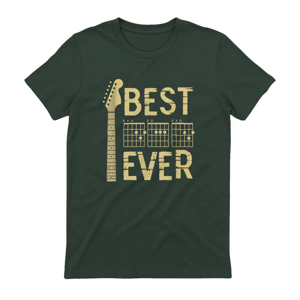 Best Dad Ever Guitar Chord T-Shirt in Forest Green - back view