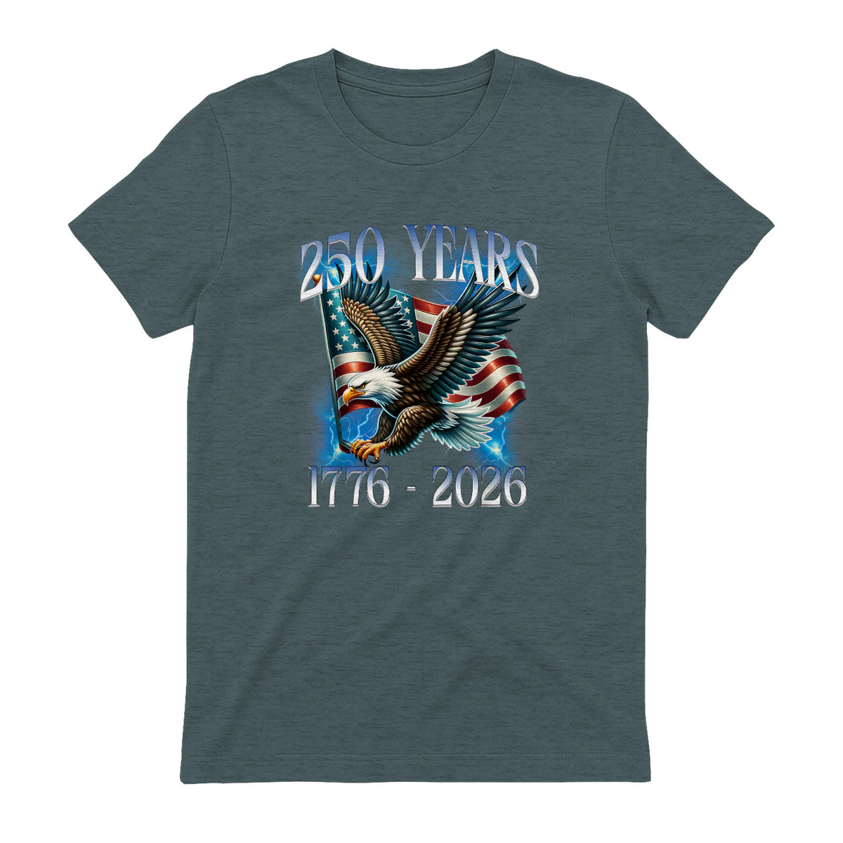 Eagle and Flag Anniversary Birthday T-Shirt in Dark Heather - back view