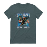 Eagle and Flag Anniversary Birthday T-Shirt in Dark Heather - back view