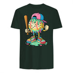 Baseball Drip for Boys Ice Cream Drip Baseball Sport T-Shirt in Forest Green - back view