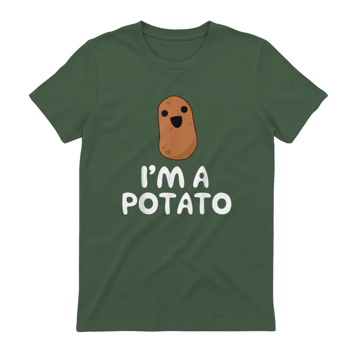 I'm A Potato - Funny Potato Shirt, Vegetable Food Gag Gift in Military Green - back view