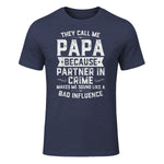 They Call Me Papa Because Partner in Crime Shirt Fathers Day in Heather Navy - front view