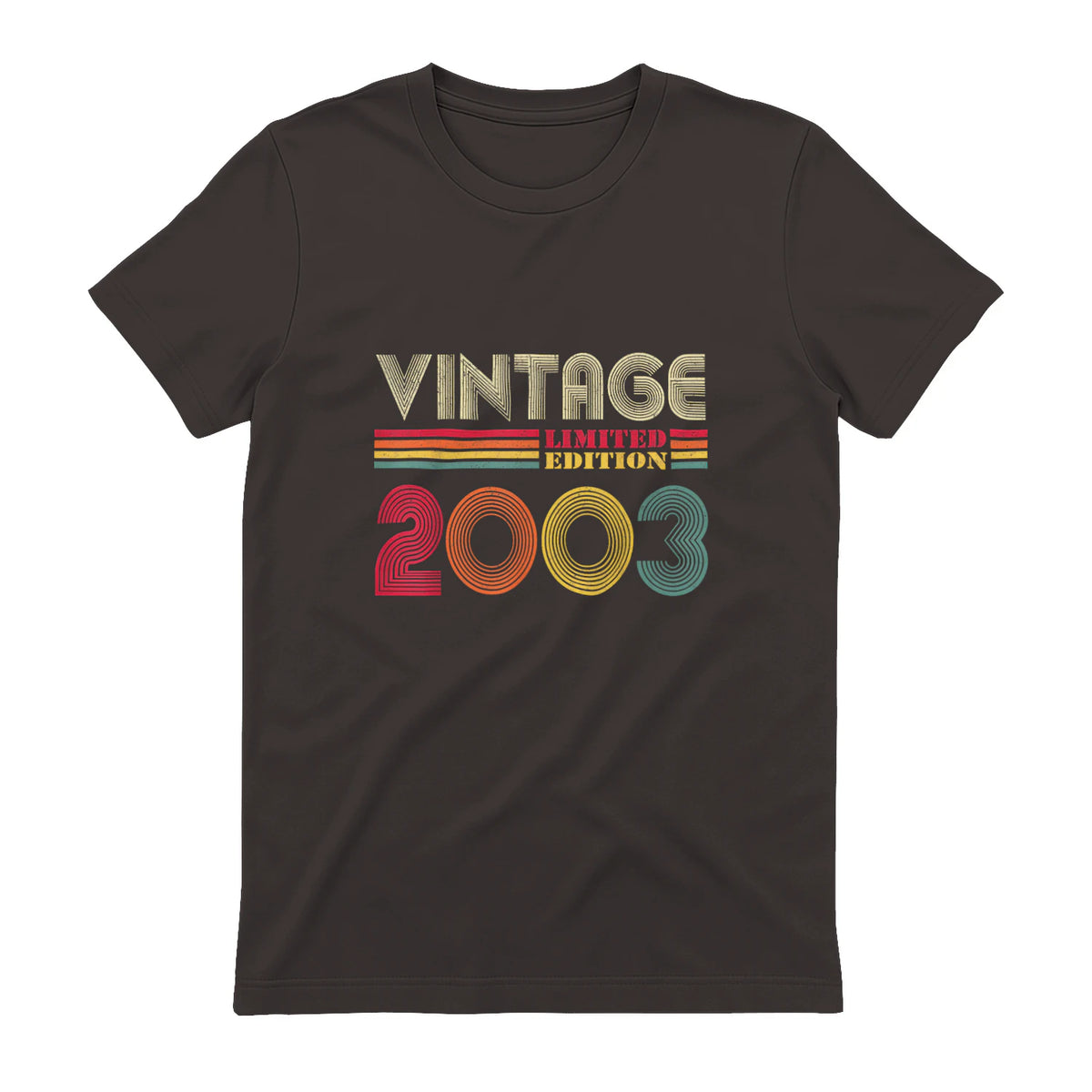Vintage Twenty-First Birthday Gift T-Shirt in Dark Chocolate - back view