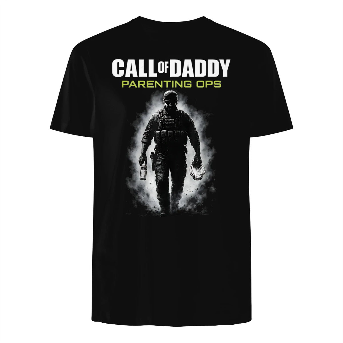 Call of Daddy Parenting Ops – Vatertag Great Dad Joke T-Shirt in Black - back view