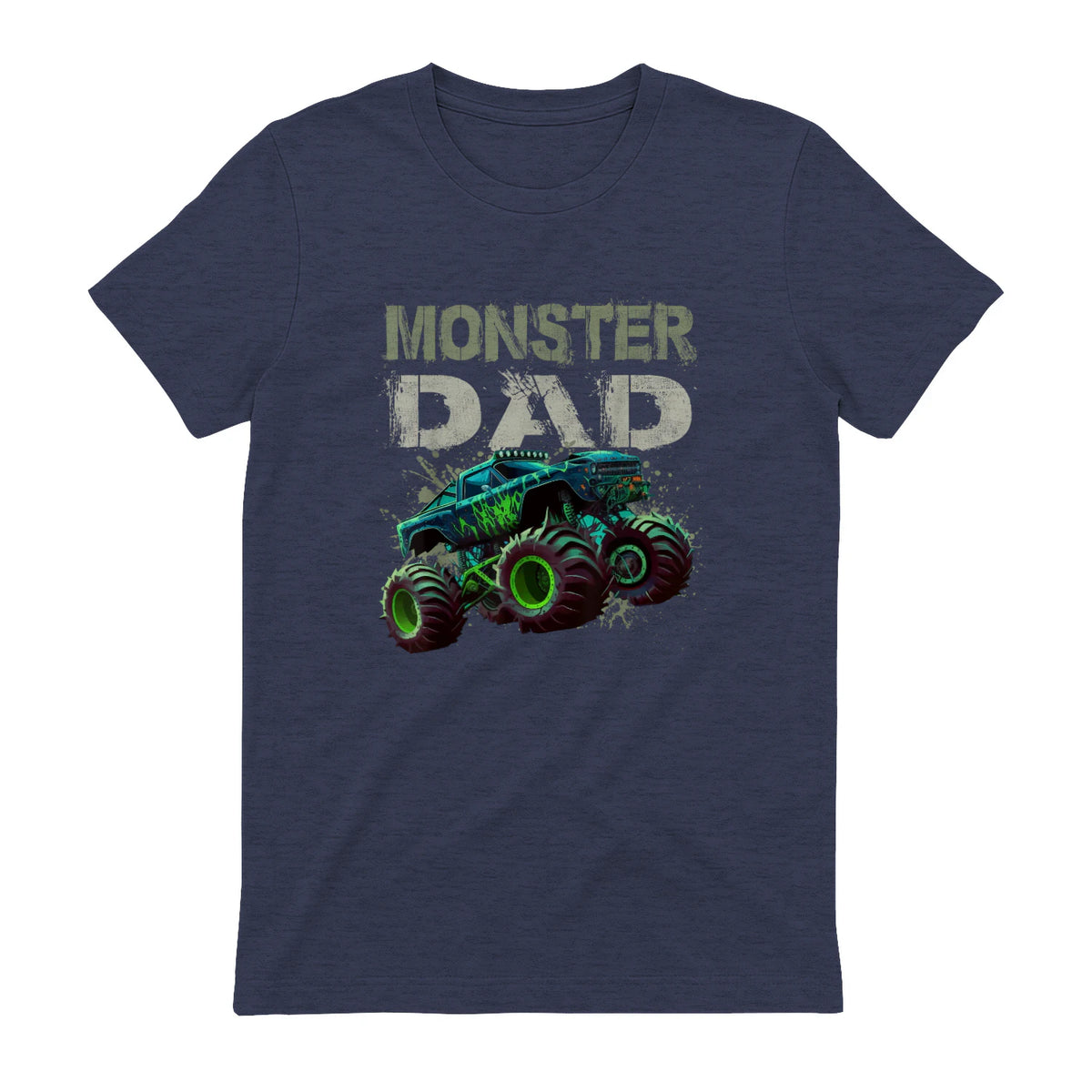 Monster Truck Dad T-Shirt in Heather Navy - back view