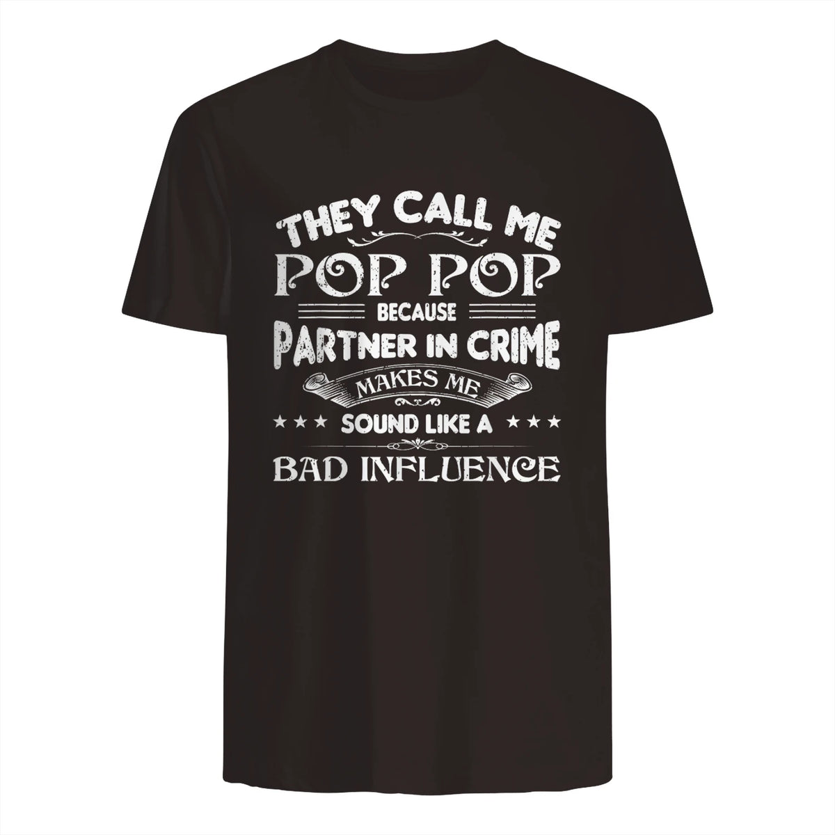 Funny Pop Pop Dad Shirt Valentine Fathers Day Christmas in Dark Chocolate - back view
