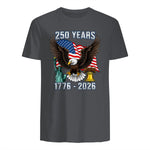 American Flag Fourth of July Anniversary T-Shirt in Charcoal - back view