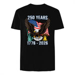 American Flag Fourth of July Anniversary T-Shirt in Black - back view