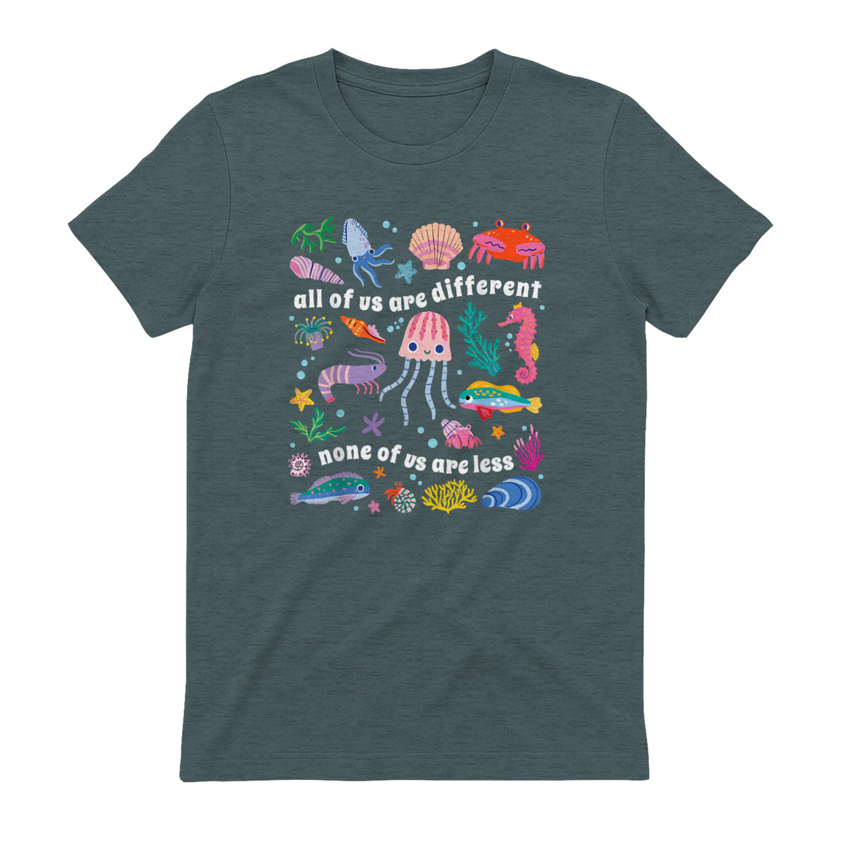 All of Us are Different None of Us are Less Autism Awareness in Dark Heather - back view
