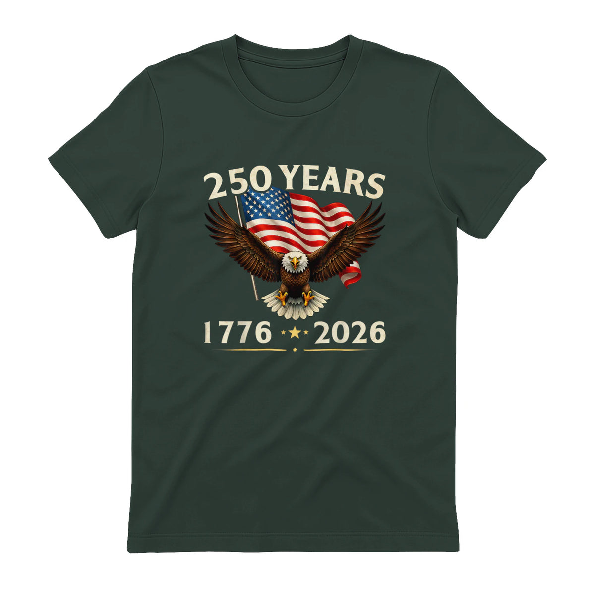 Patriotic Eagle Independence Anniversary T-Shirt in Forest Green - back view