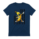 Dabbing Banana Retro American Flag Banana Lover Boys Kids T-Shirt in Navy - back view