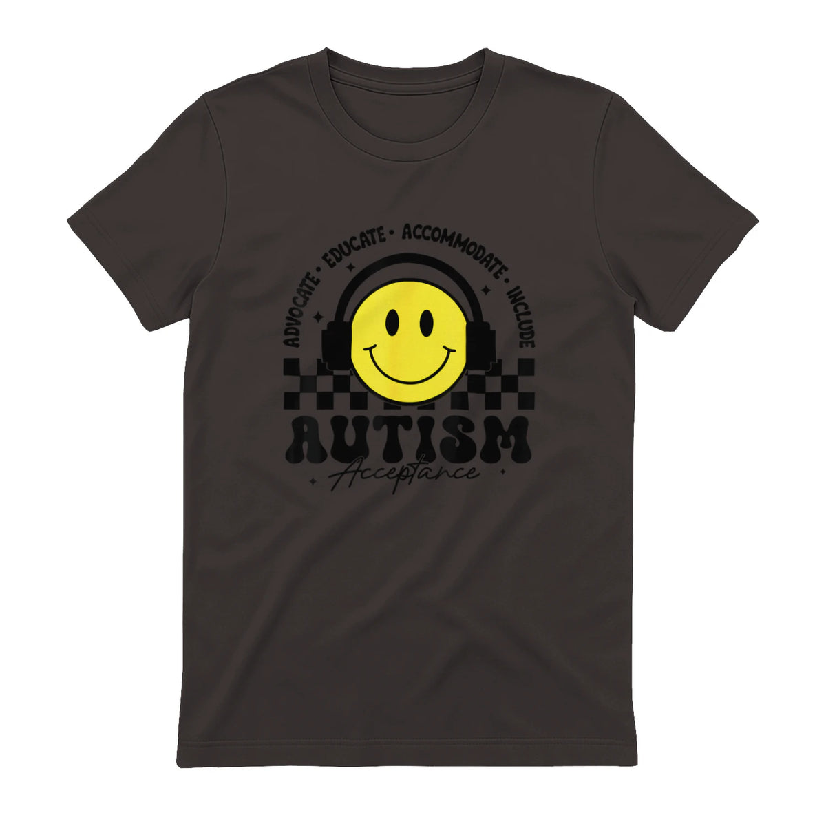 Autism Awareness Acceptance Special Education Teacher Kids T-Shirt in Dark Chocolate - back view