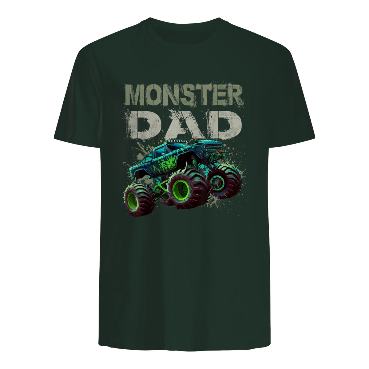 Monster Truck Dad T-Shirt in Forest Green - back view