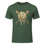Baseball Drip Camo Baseball Bats Boys Sports Cool Game Day T-Shirt in Military Green - front view