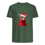 Chihuahua Motif de Noël - Mignon Mignon Xmas Neige Chiwawa in Military Green - back view