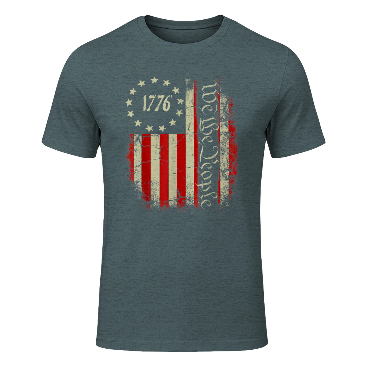 USA Patriotic Fourth of July America T-Shirt in Dark Heather - front view